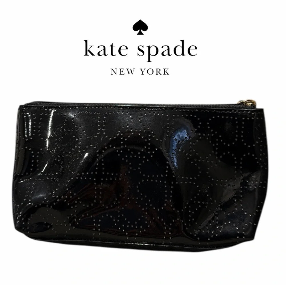 Kate Spade Little‎ Shiloh Metro Spade Black Patent Cosmetic Makeup Case